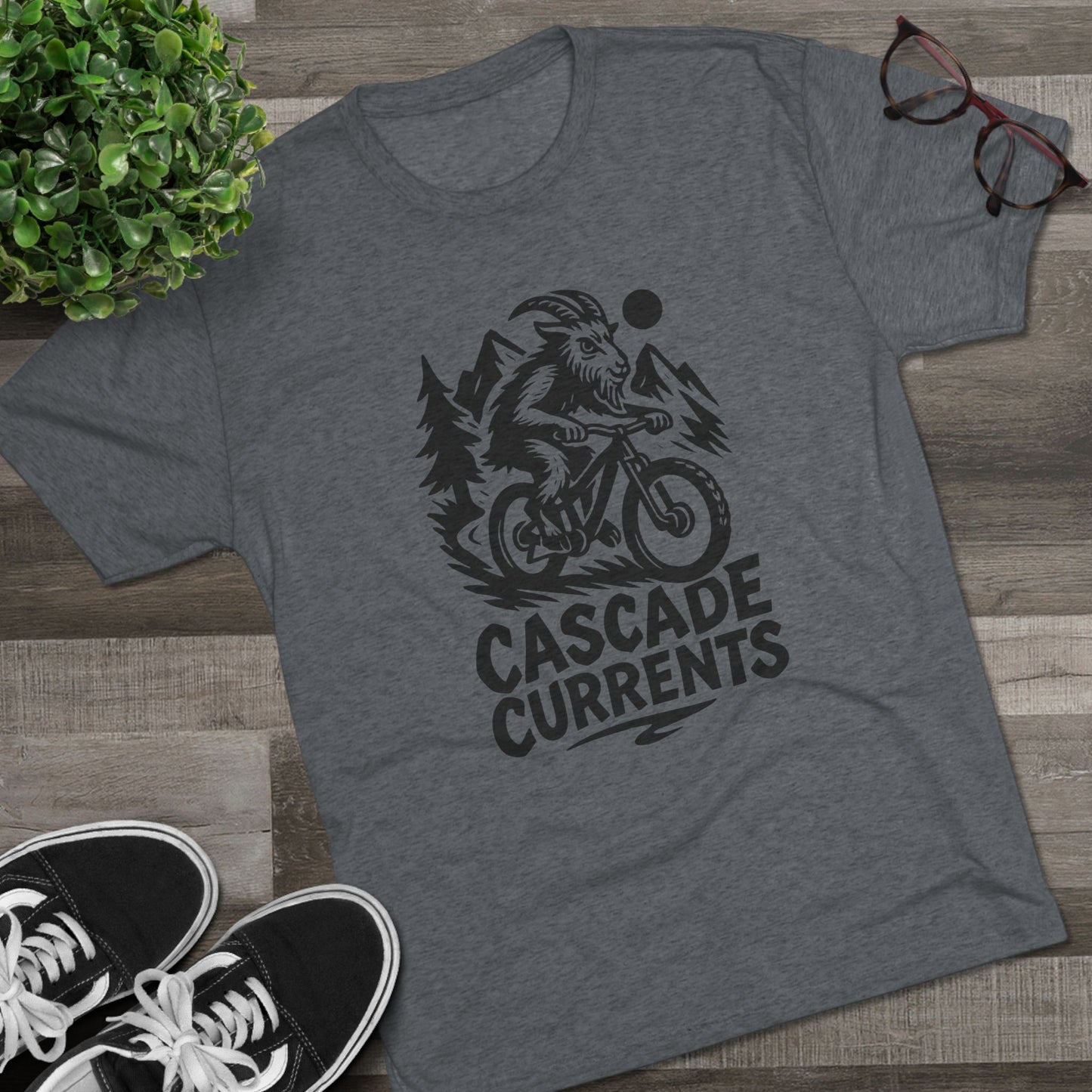 Adventure Goat Mountain Biking Tee - Unisex Tri-Blend Crew