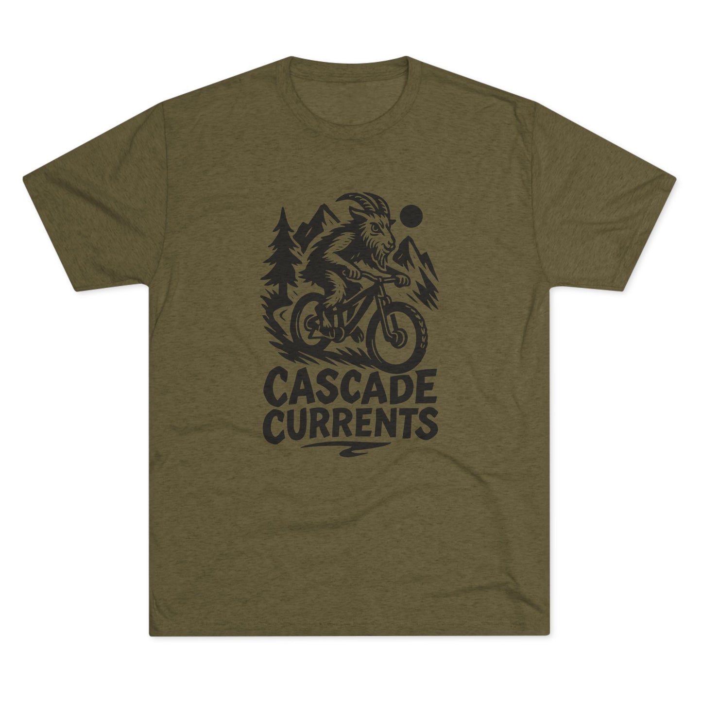 Adventure Goat Mountain Biking Tee - Unisex Tri-Blend Crew