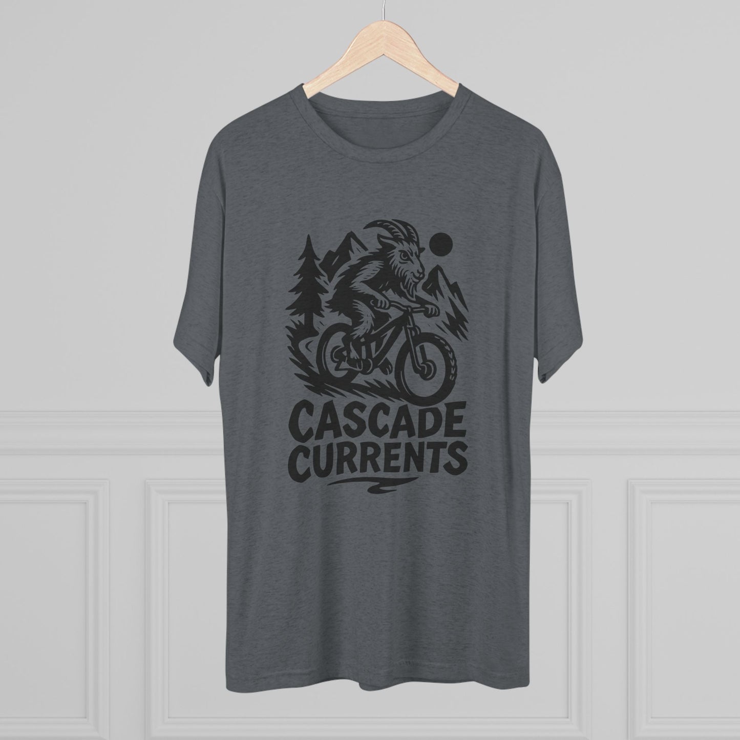 Adventure Goat Mountain Biking Tee - Unisex Tri-Blend Crew