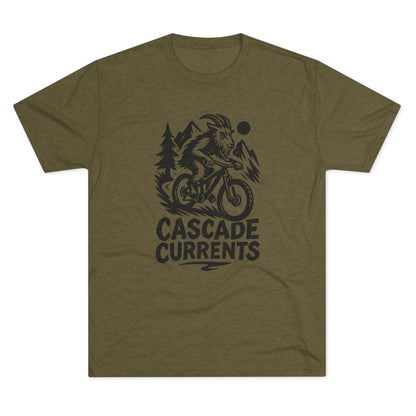 Adventure Goat Mountain Biking Tee - Unisex Tri-Blend Crew