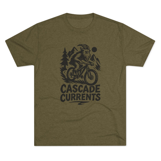 Adventure Goat Mountain Biking Tee - Unisex Tri-Blend Crew